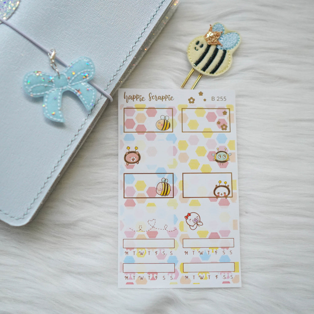 Planner Stickers : Bee-YOU-tiful // Foiled Half Boxes (B255)