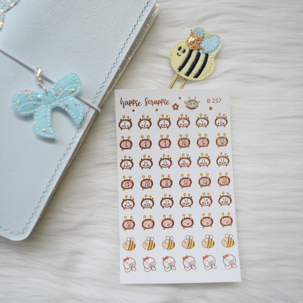 Planner Stickers : Bee-YOU-tiful //  Foiled Panda & Maru Date Dots (B257)