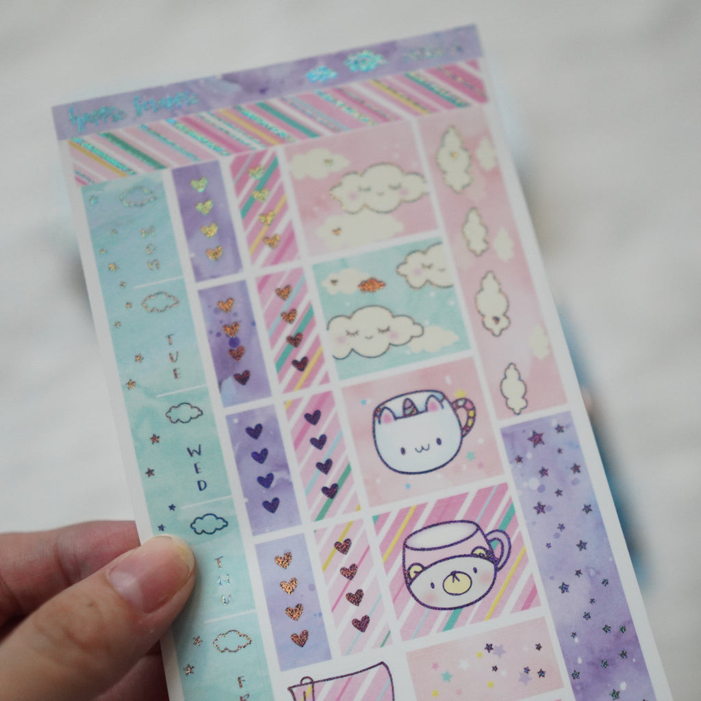 Hobonichi Weeks Sticker Kit - Hugs In A Mug // H006 - Foiled Stickers