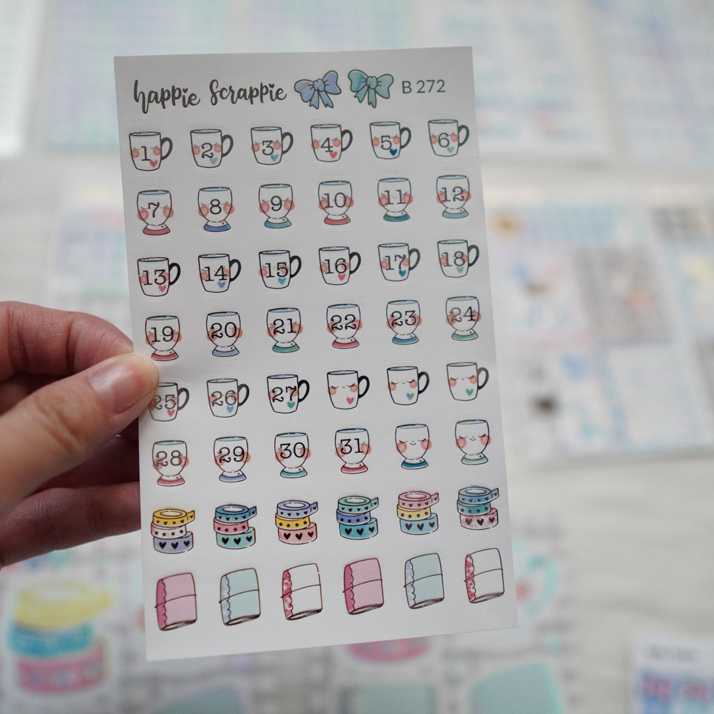 Planner Stickers : My Favorite Things //  Foiled Cup Date Dots (B272)
