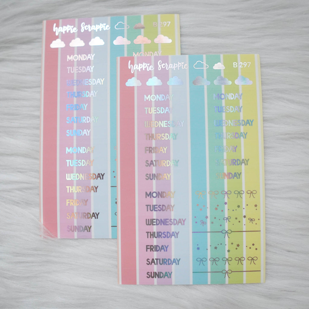 Planner Stickers : Skinny Date Cover // You're My Happy Rainbow (2 Foiled sheets) (B297)