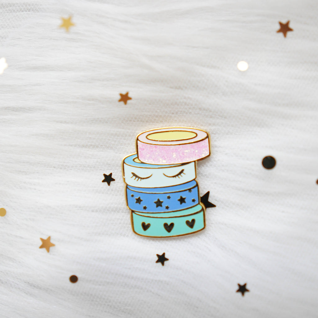 Pins : Pastel Stacked Washi //  Magnetic Backing