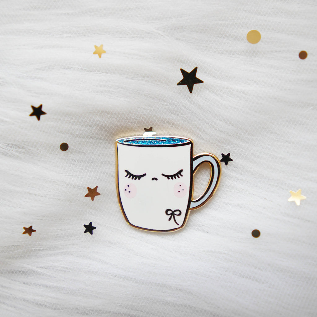 Pins : Glitter White Coffee Mug //  Magnetic Backing
