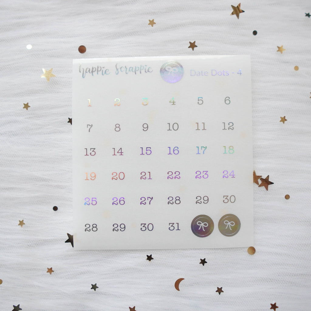 Mini Stickers : Date Numbers / Date Dots 4 (CLEAR Round)