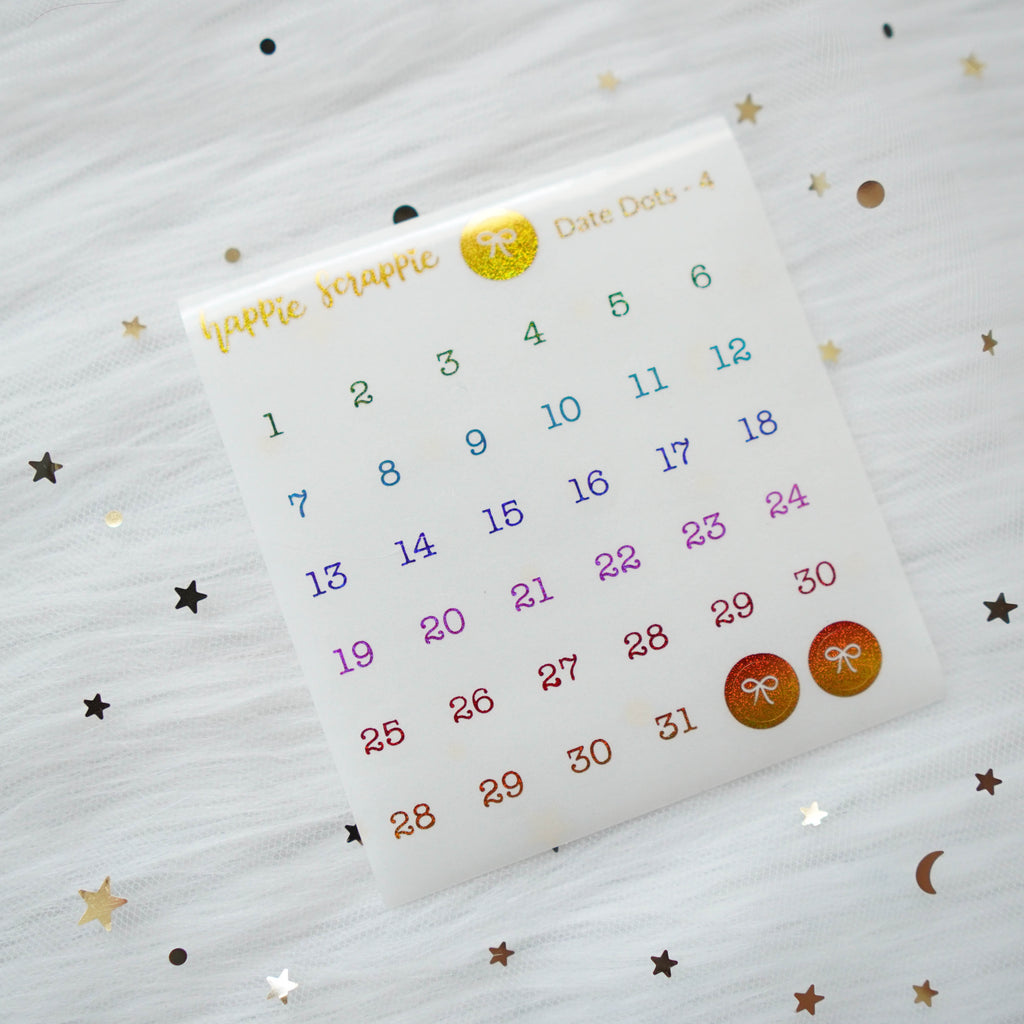 Mini Stickers : Date Numbers / Date Dots 4 (CLEAR Round)