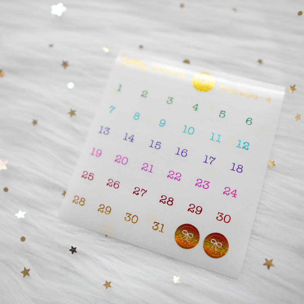 Mini Stickers : Date Numbers / Date Dots 4 (CLEAR Round)