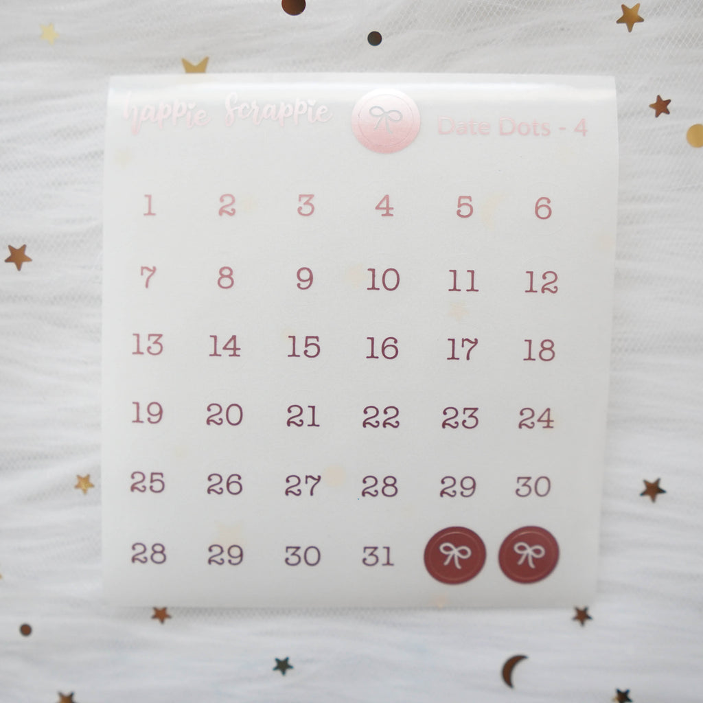 Mini Stickers : Date Numbers / Date Dots 4 (CLEAR Round)