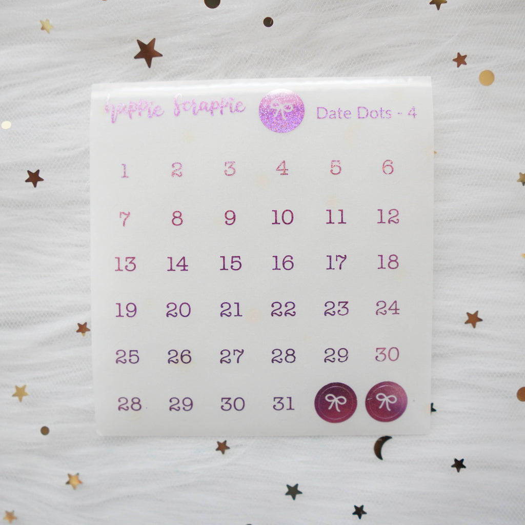 Mini Stickers : Date Numbers / Date Dots 4 (CLEAR Round)