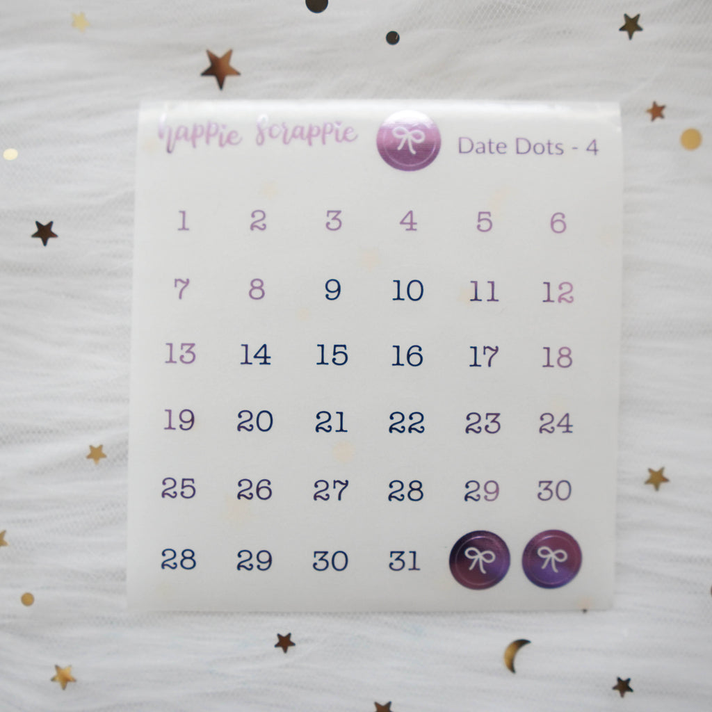 Mini Stickers : Date Numbers / Date Dots 4 (CLEAR Round)