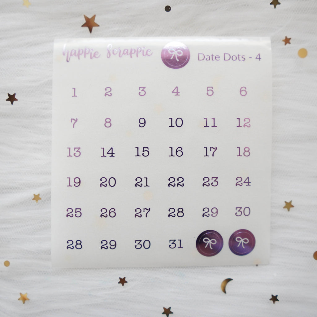 Mini Stickers : Date Numbers / Date Dots 4 (CLEAR Round)