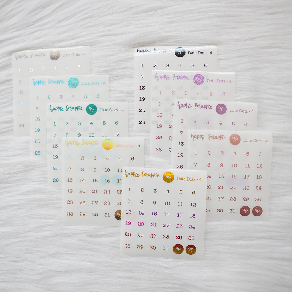 Mini Stickers : Date Numbers / Date Dots 4 (CLEAR Round)