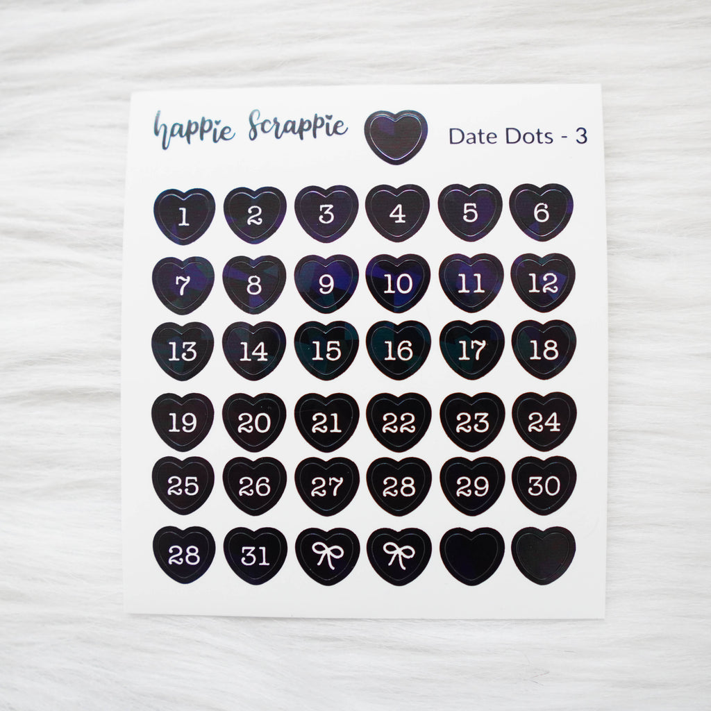 Mini Stickers : Date Numbers / Date Dots 3 (Hearts)