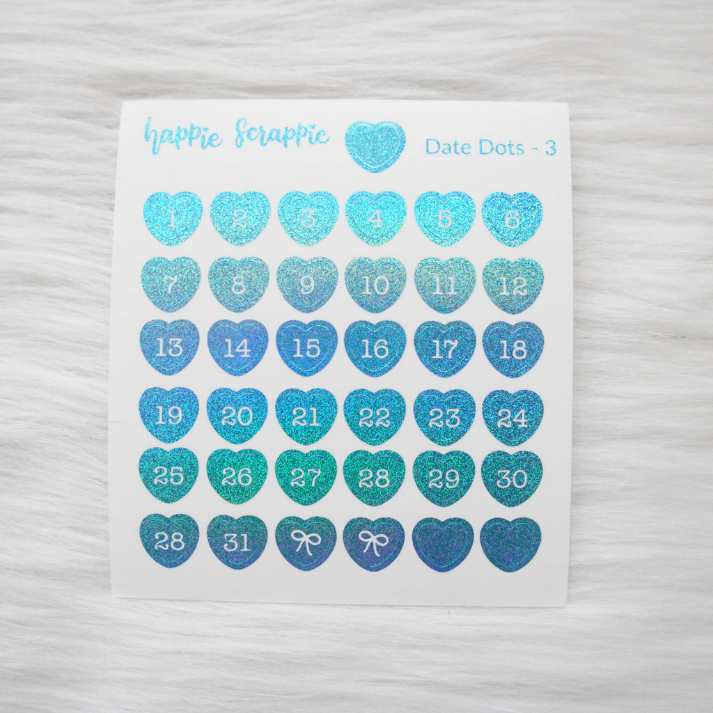 Mini Stickers : Date Numbers / Date Dots 3 (Hearts)