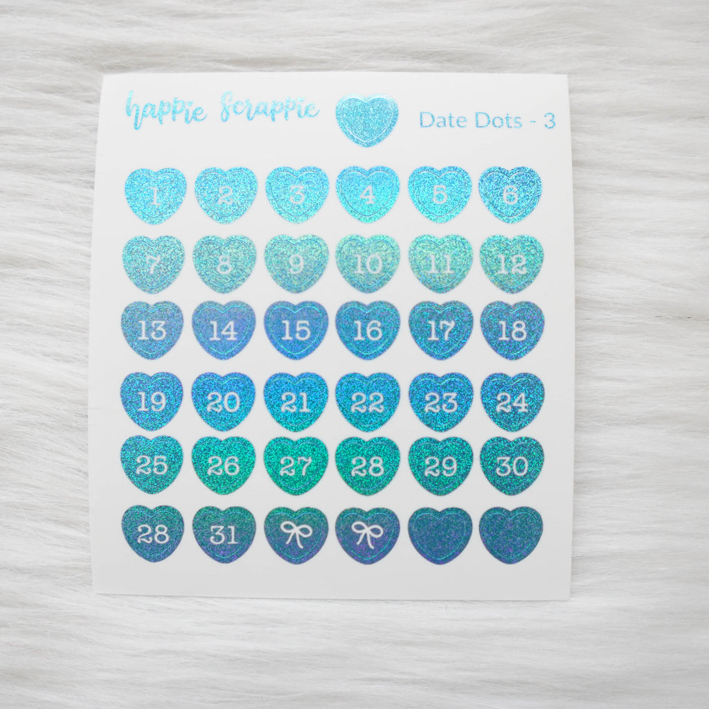 Mini Stickers : Date Numbers / Date Dots 3 (Hearts)