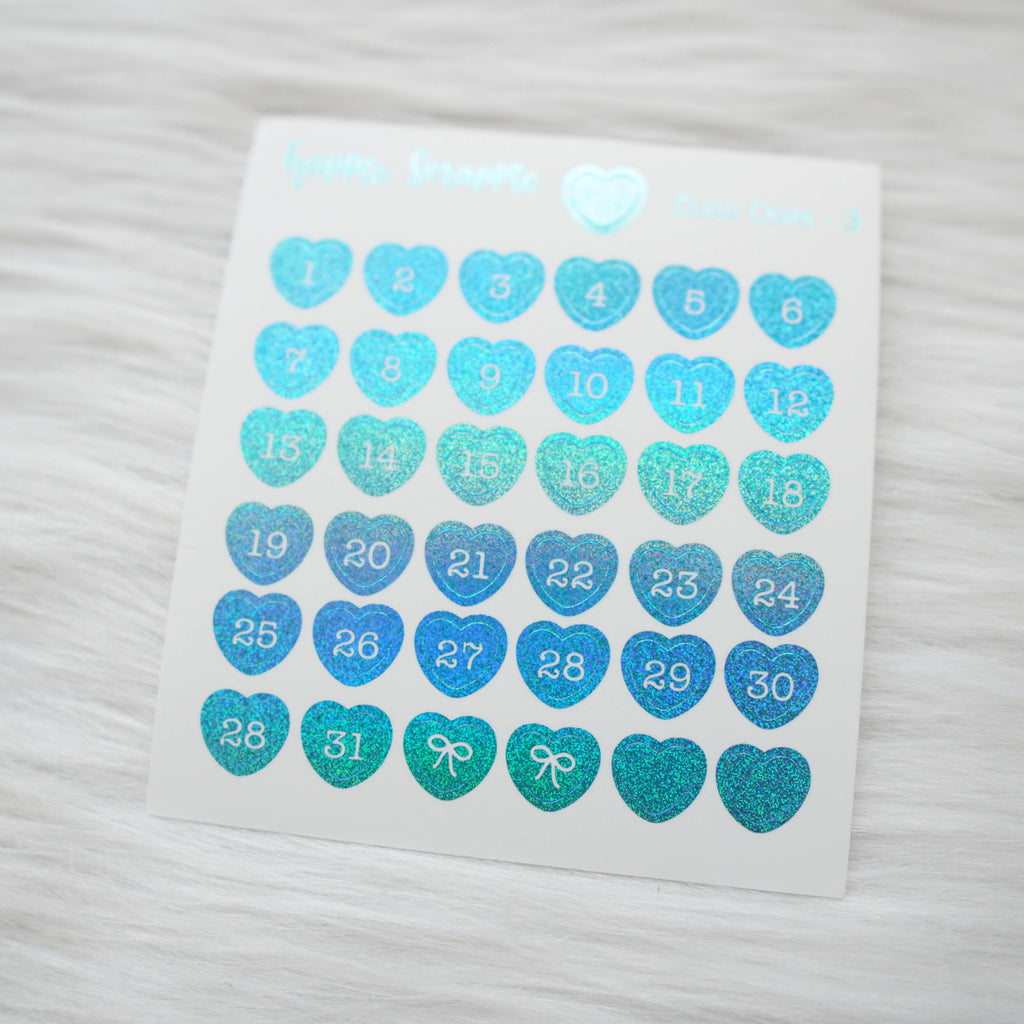 Mini Stickers : Date Numbers / Date Dots 3 (Hearts)