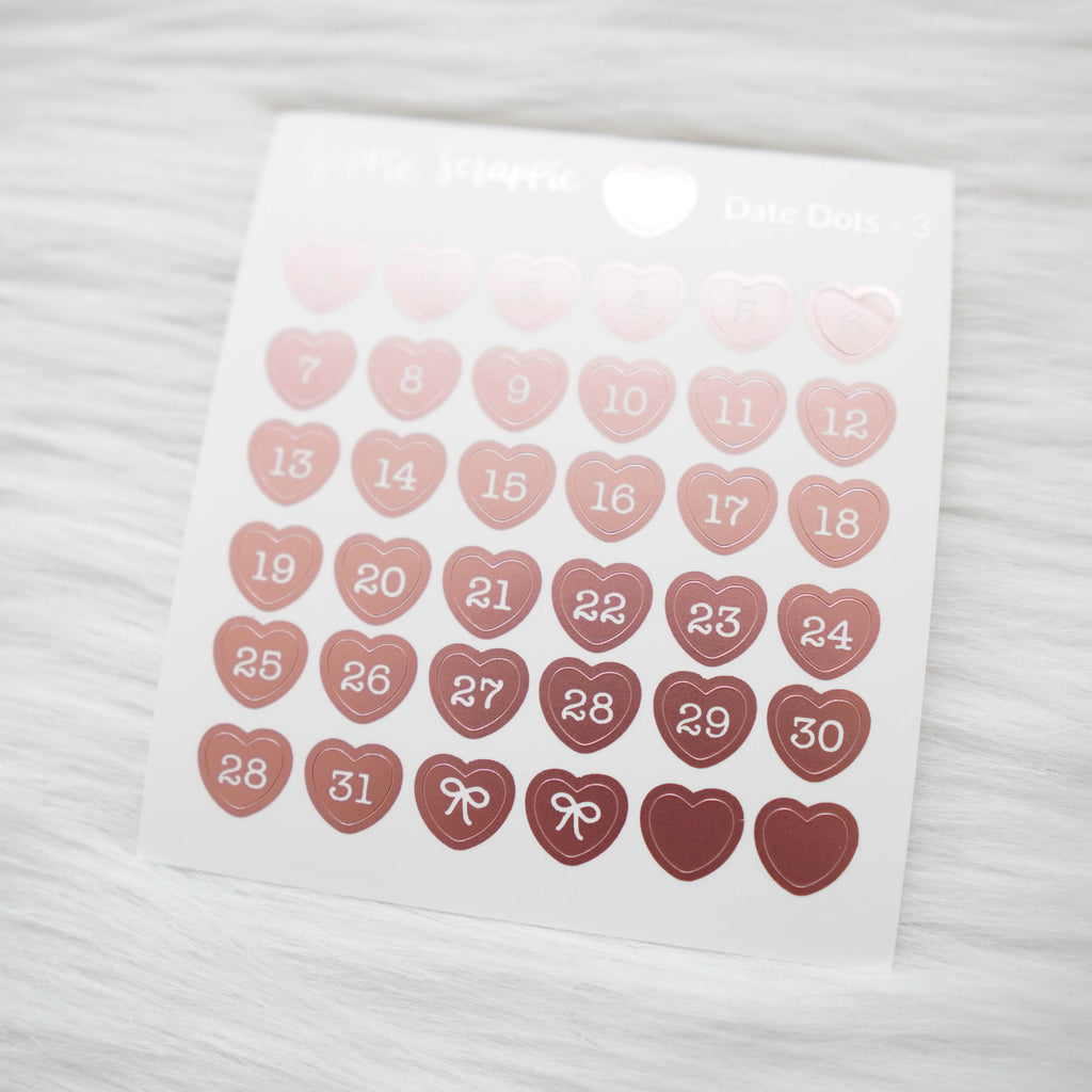 Mini Stickers : Date Numbers / Date Dots 3 (Hearts)