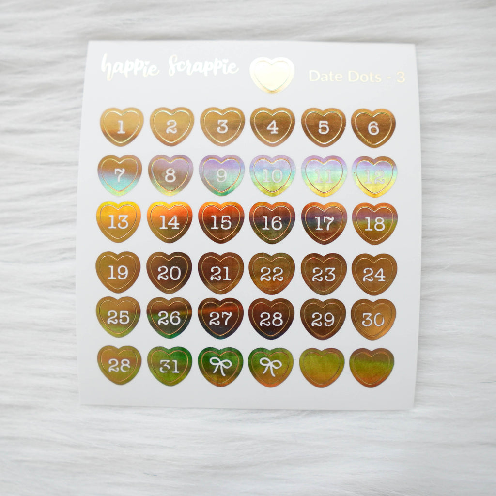 Mini Stickers : Date Numbers / Date Dots 3 (Hearts)