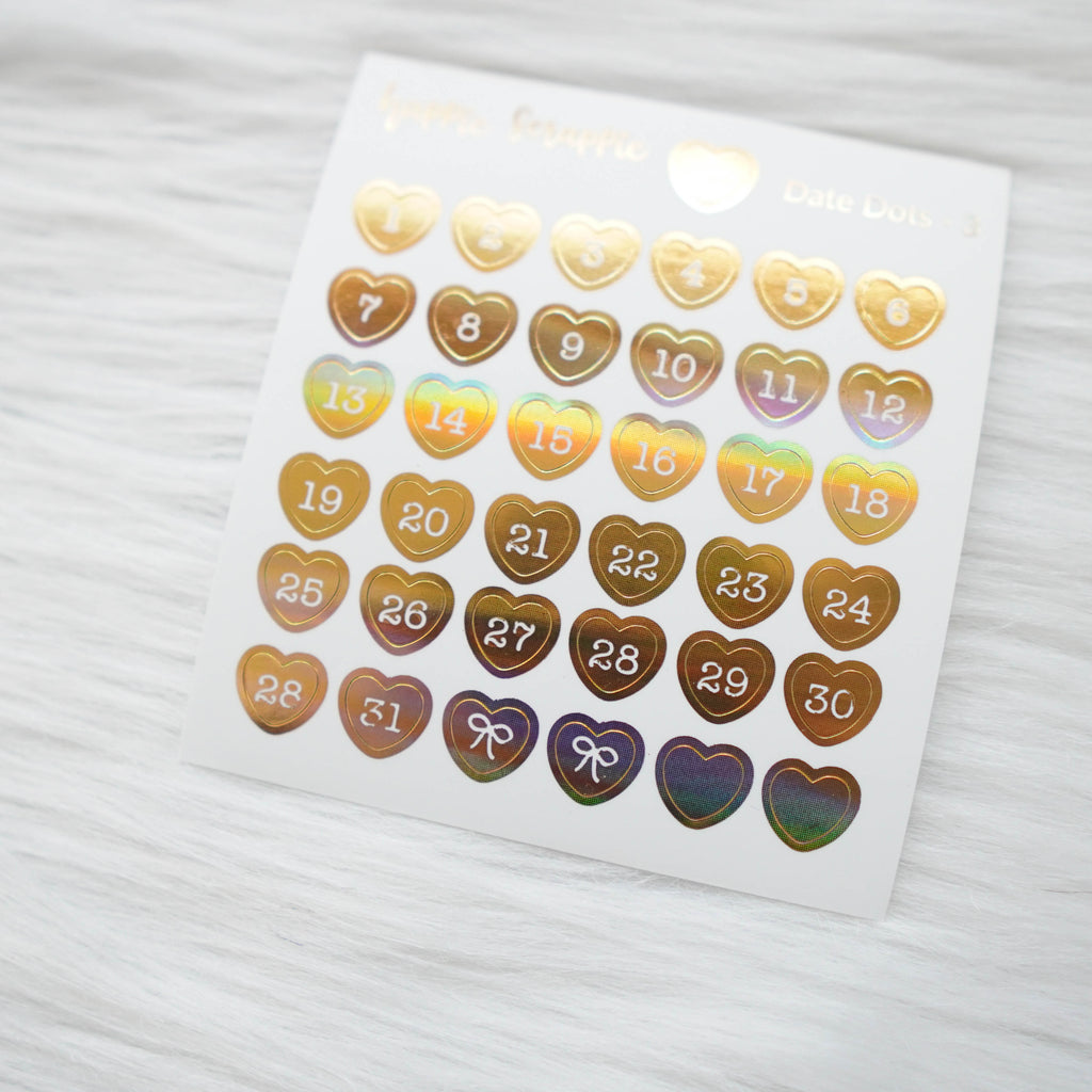 Mini Stickers : Date Numbers / Date Dots 3 (Hearts)