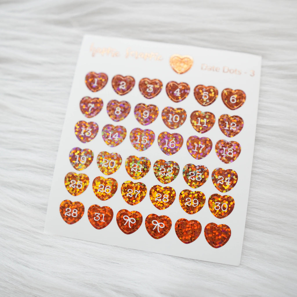 Mini Stickers : Date Numbers / Date Dots 3 (Hearts)