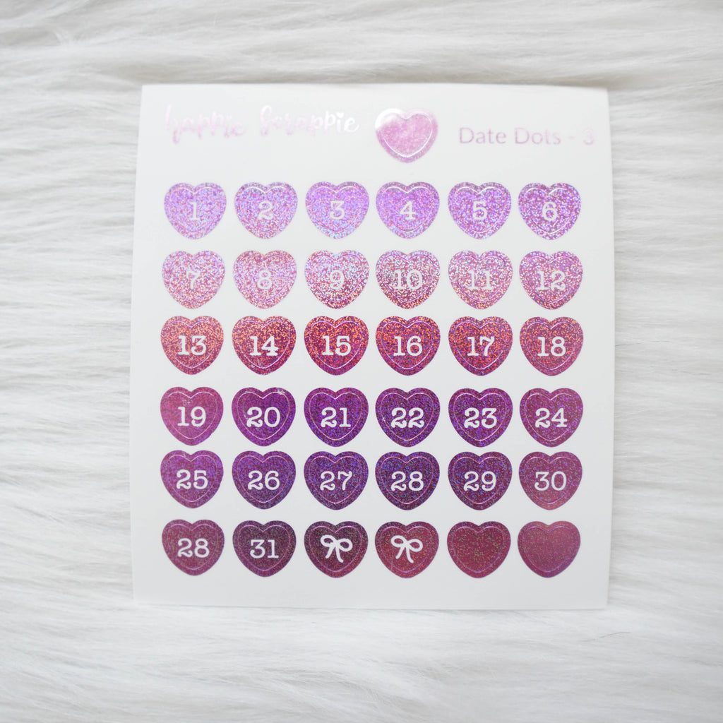 Mini Stickers : Date Numbers / Date Dots 3 (Hearts)