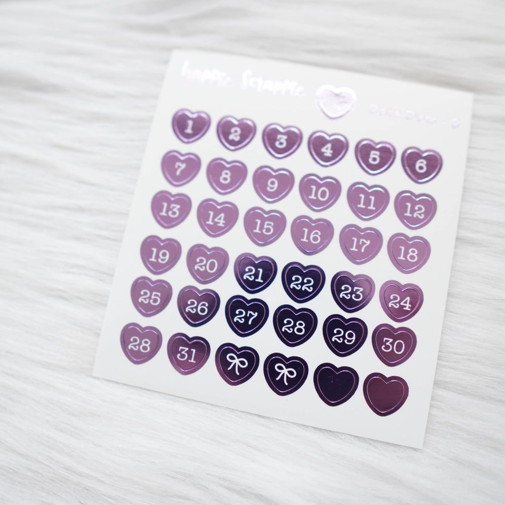 Mini Stickers : Date Numbers / Date Dots 3 (Hearts)