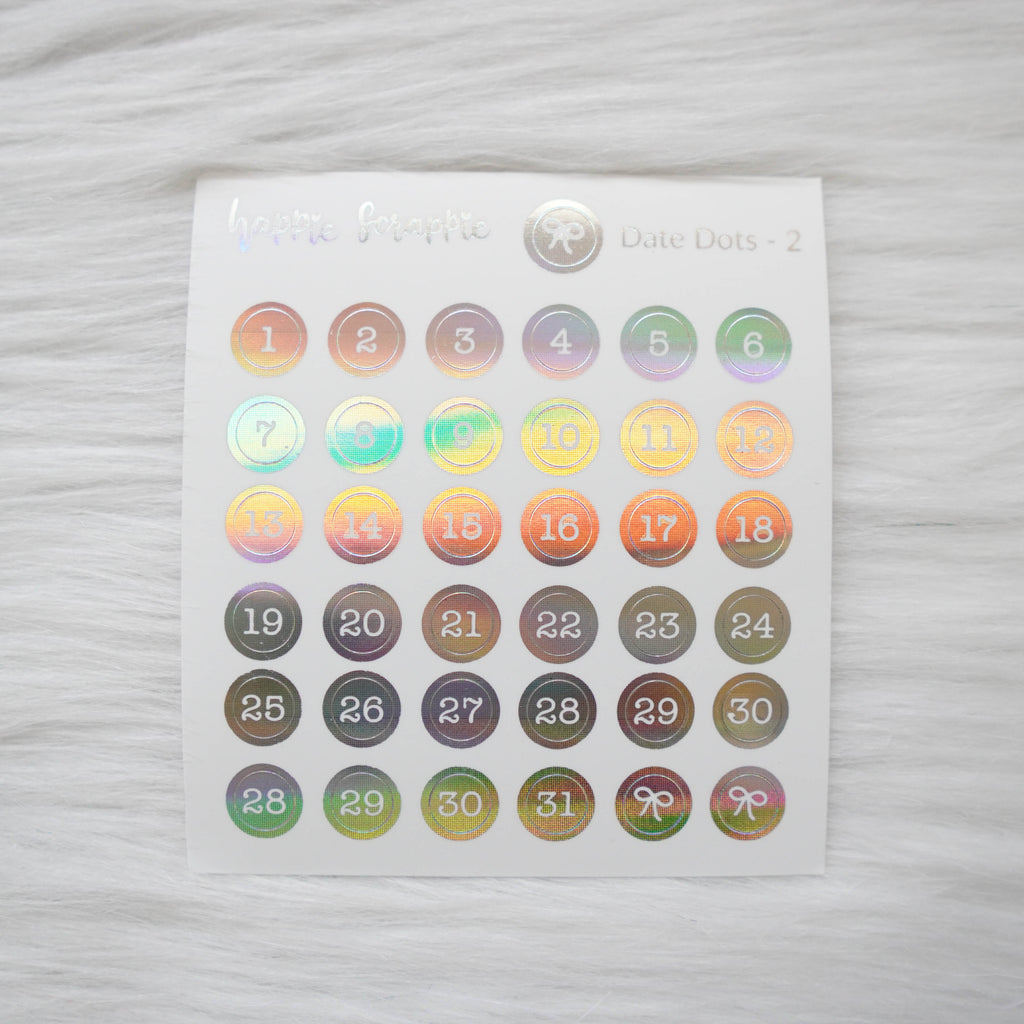 Mini Stickers : Date Numbers / Date Dots 2 (Round Solid)