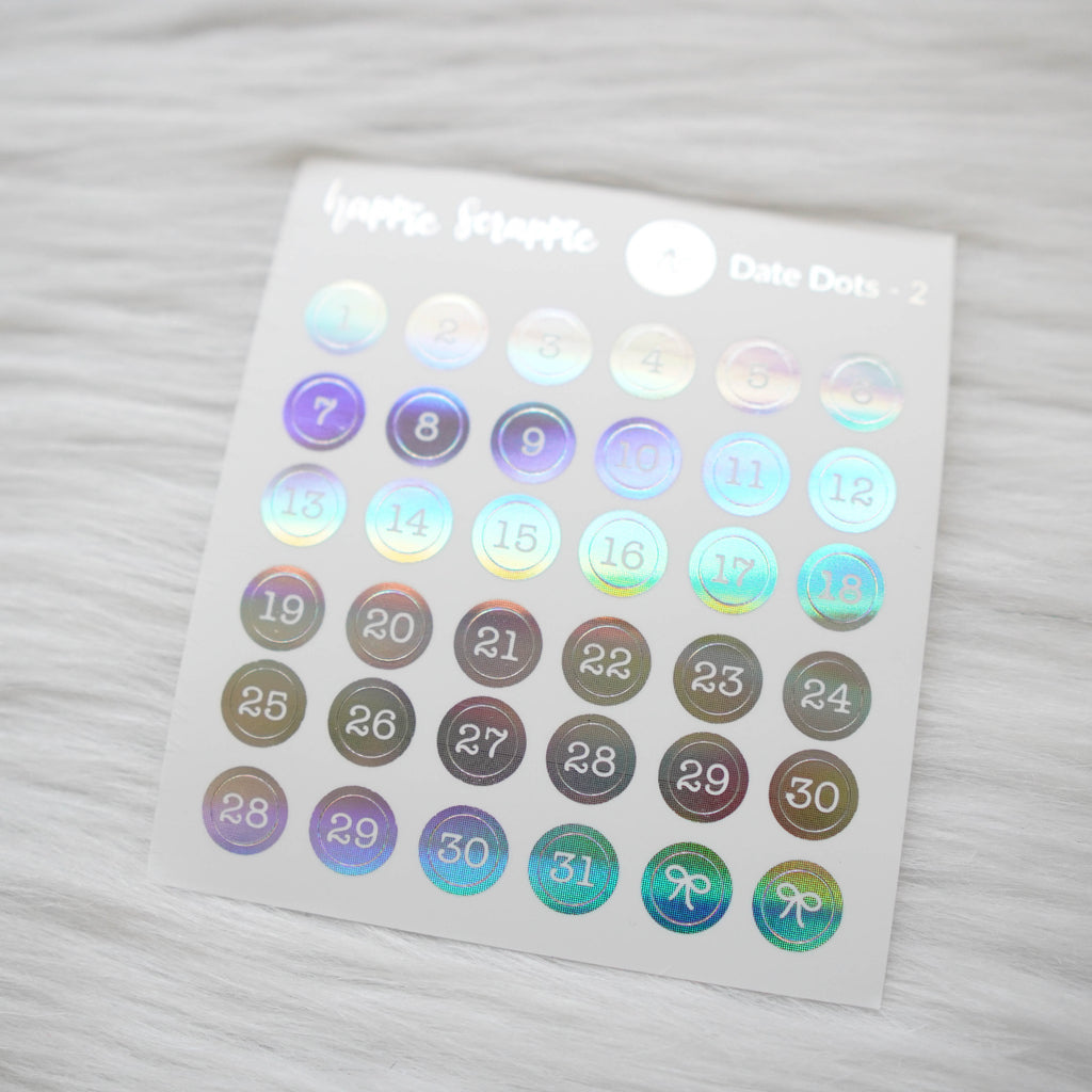 Mini Stickers : Date Numbers / Date Dots 2 (Round Solid)