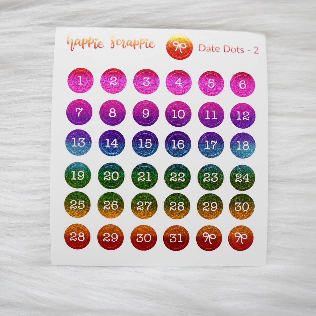 Mini Stickers : Date Numbers / Date Dots 2 (Round Solid)