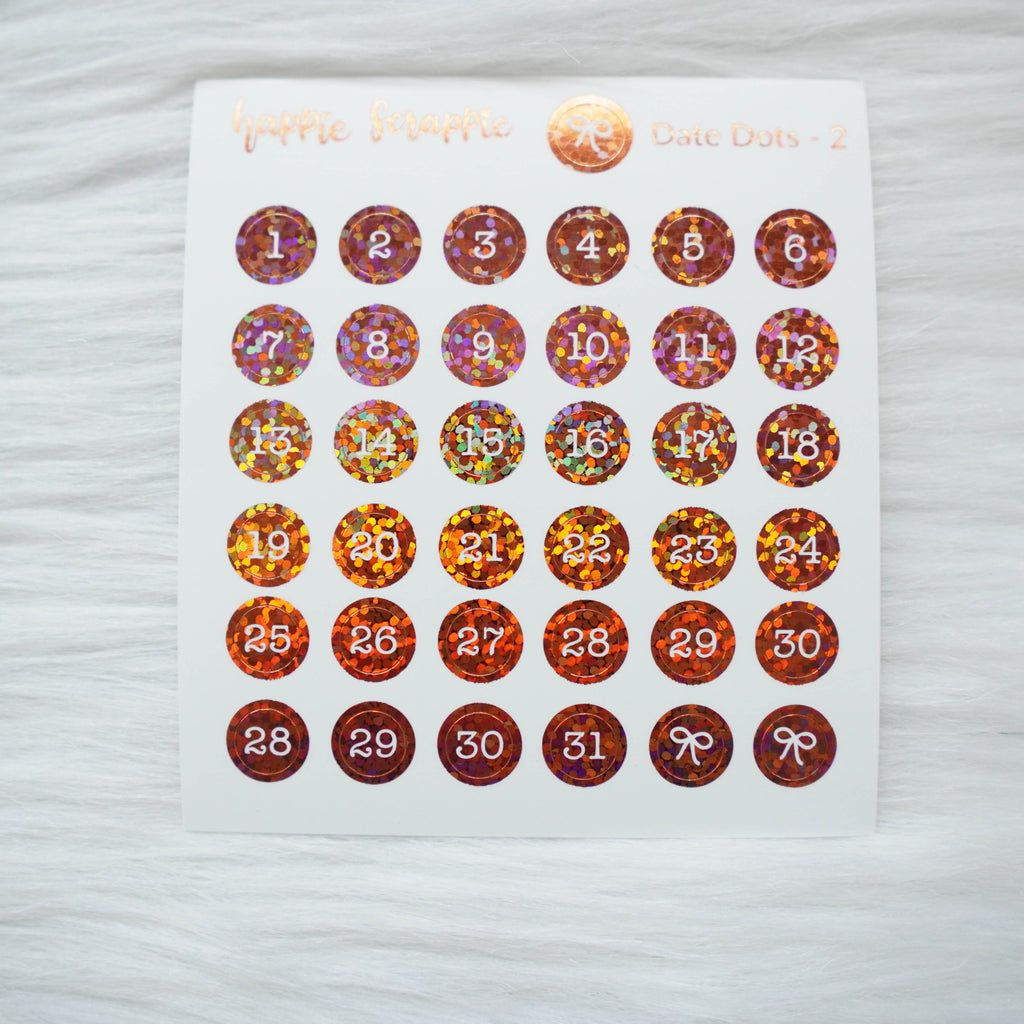 Mini Stickers : Date Numbers / Date Dots 2 (Round Solid)