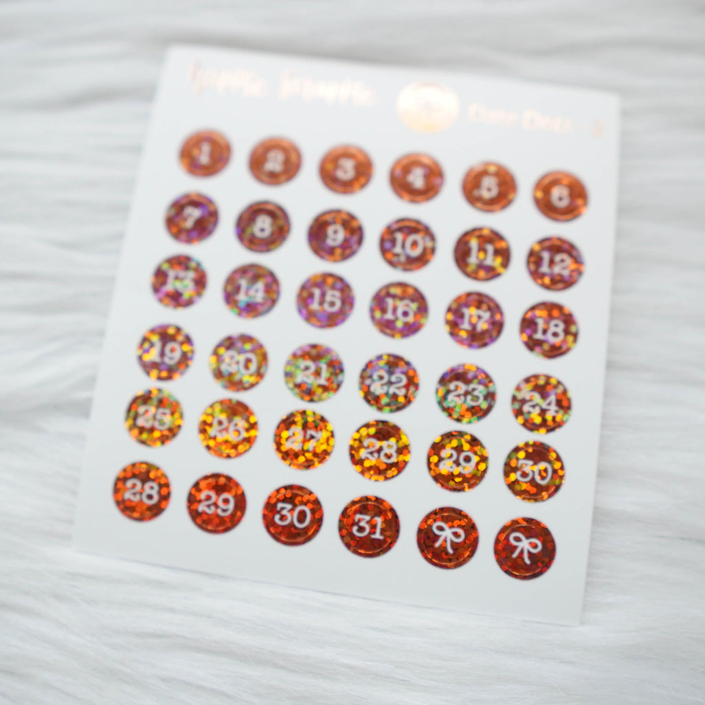 Mini Stickers : Date Numbers / Date Dots 2 (Round Solid)