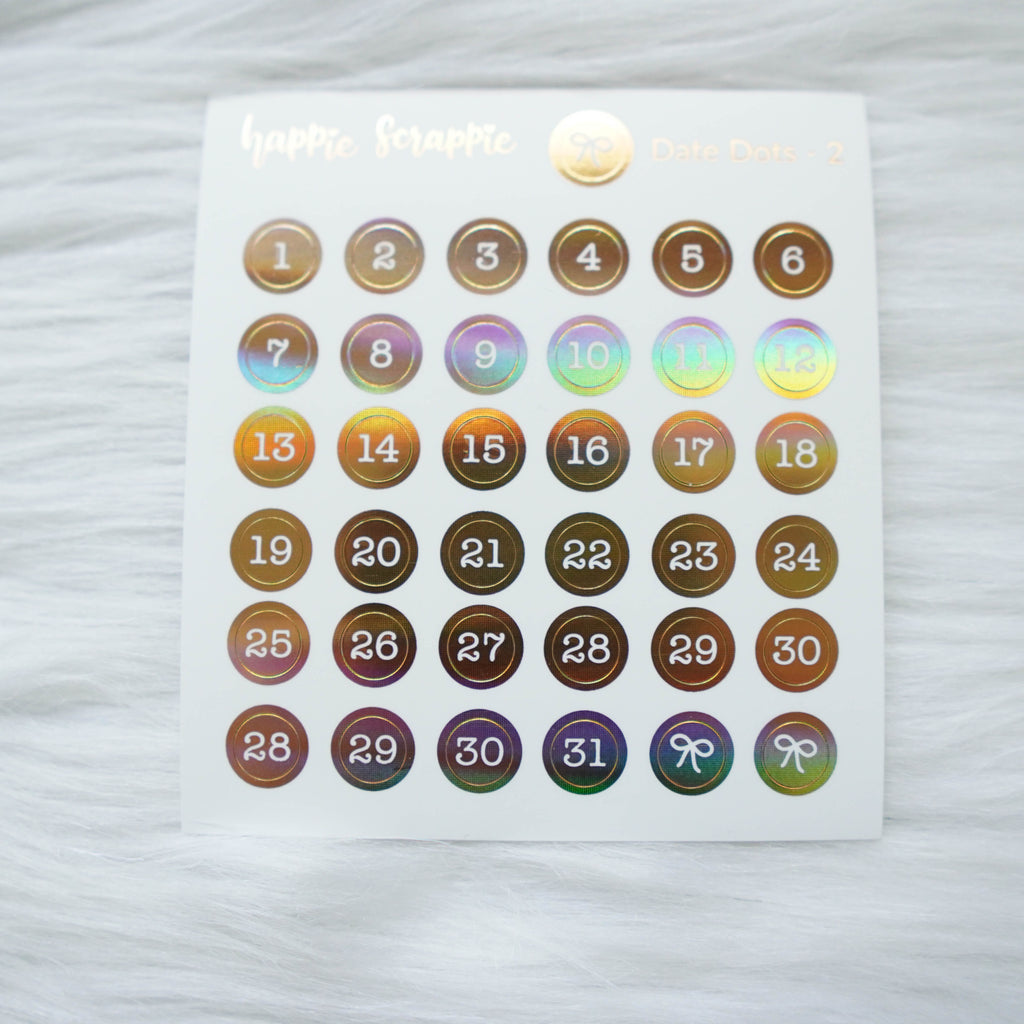 Mini Stickers : Date Numbers / Date Dots 2 (Round Solid)