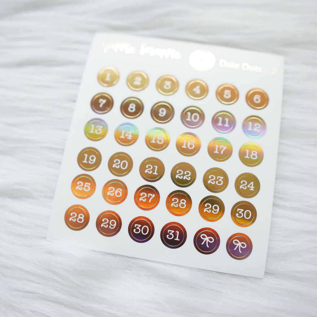 Mini Stickers : Date Numbers / Date Dots 2 (Round Solid)