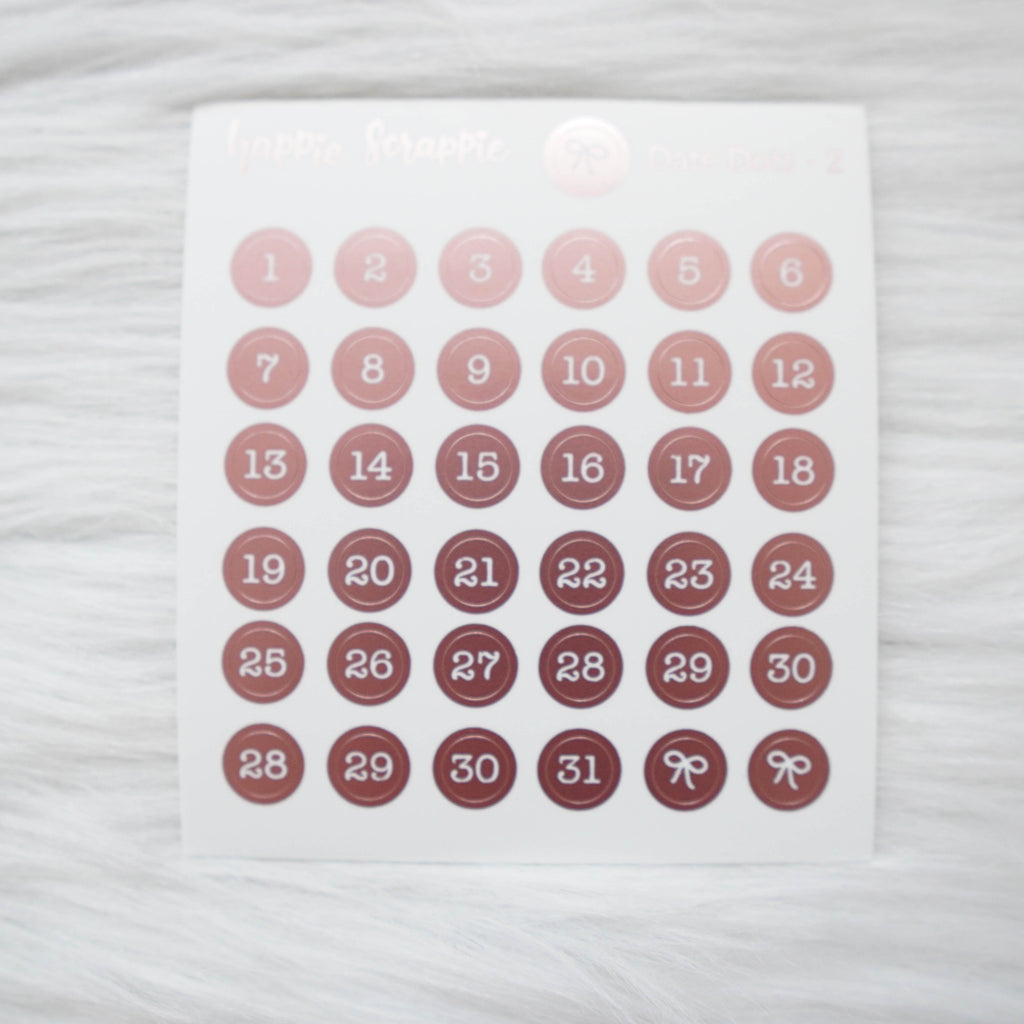 Mini Stickers : Date Numbers / Date Dots 2 (Round Solid)