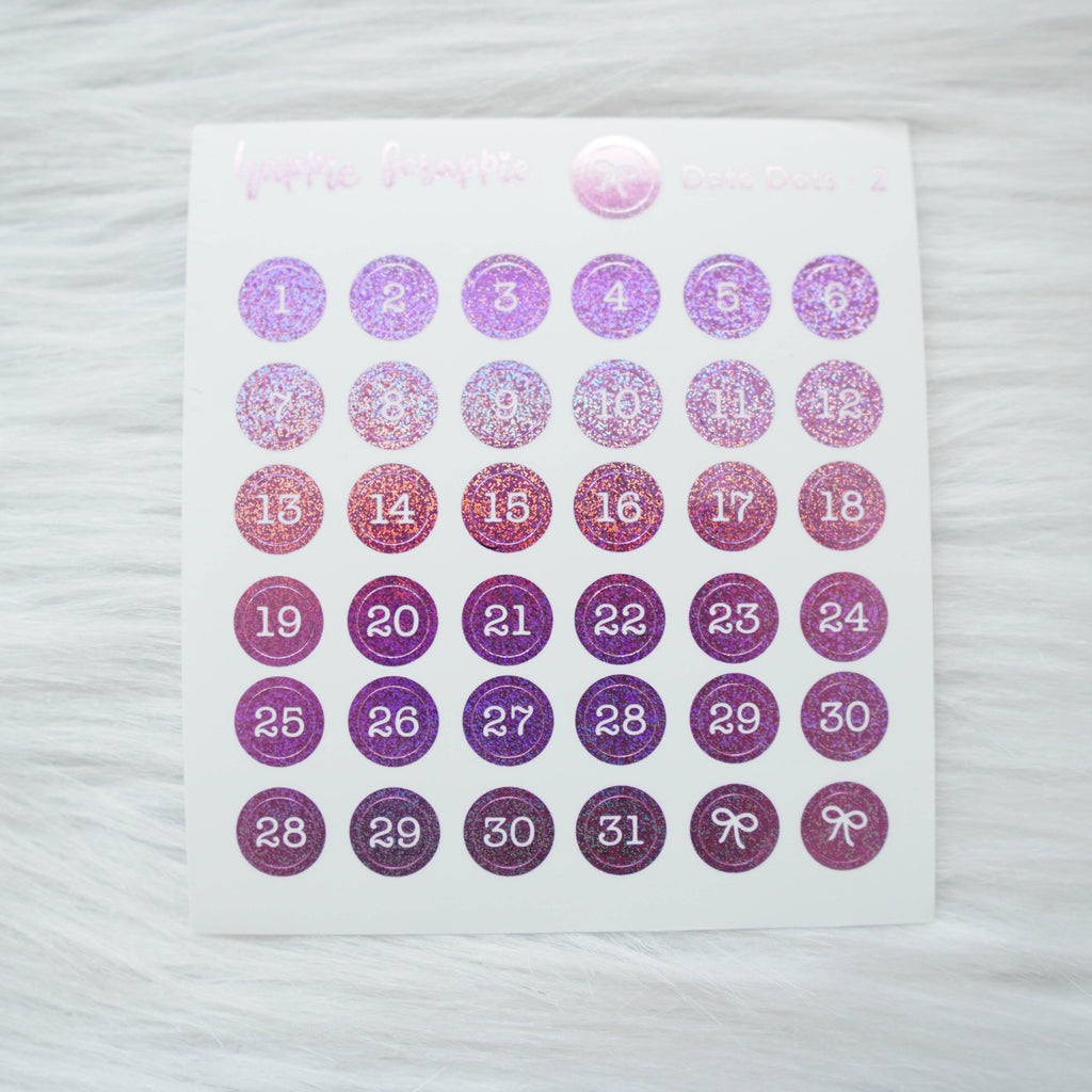 Mini Stickers : Date Numbers / Date Dots 2 (Round Solid)