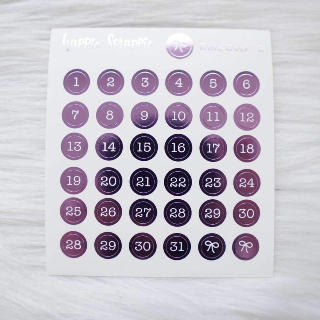 Mini Stickers : Date Numbers / Date Dots 2 (Round Solid)