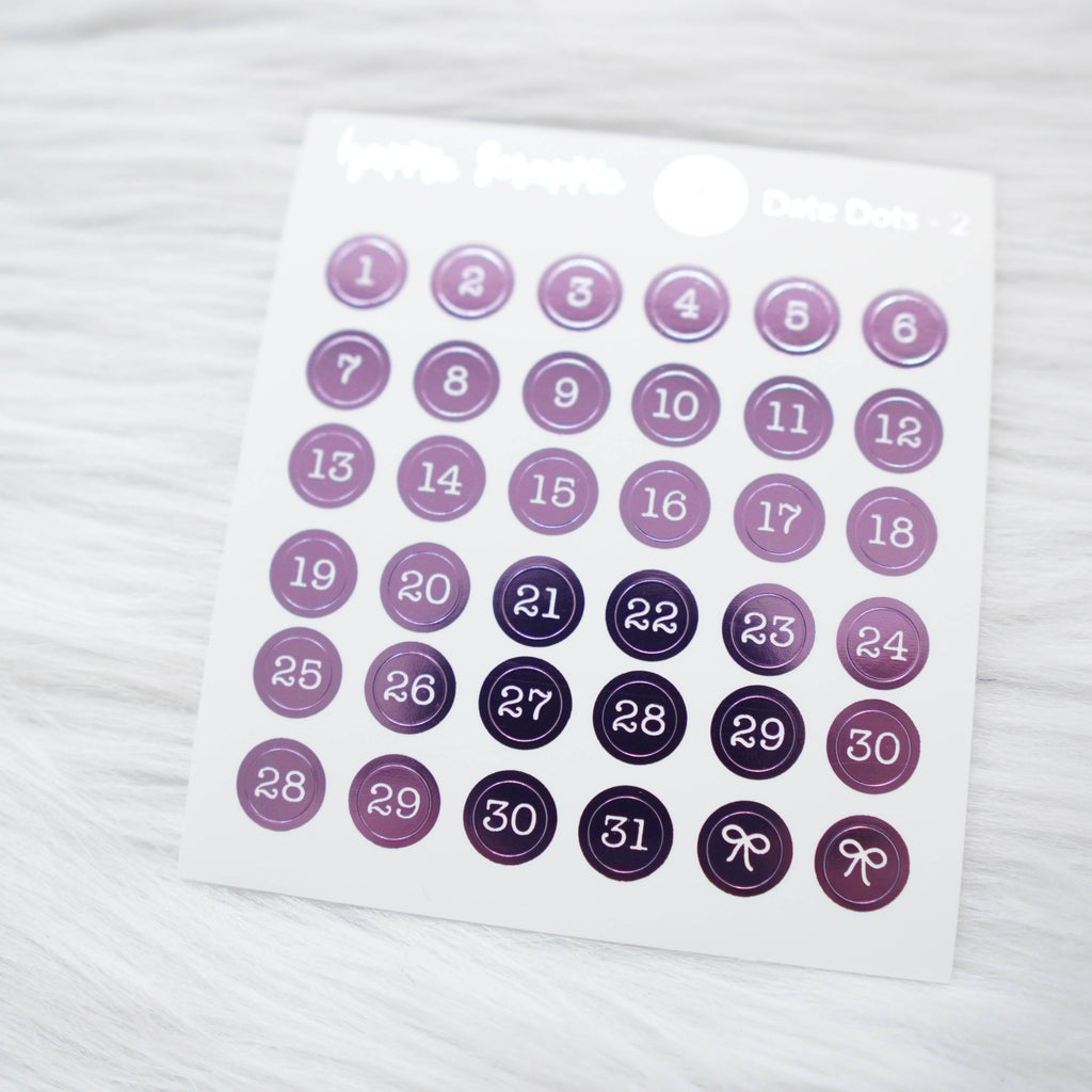 Mini Stickers : Date Numbers / Date Dots 2 (Round Solid)