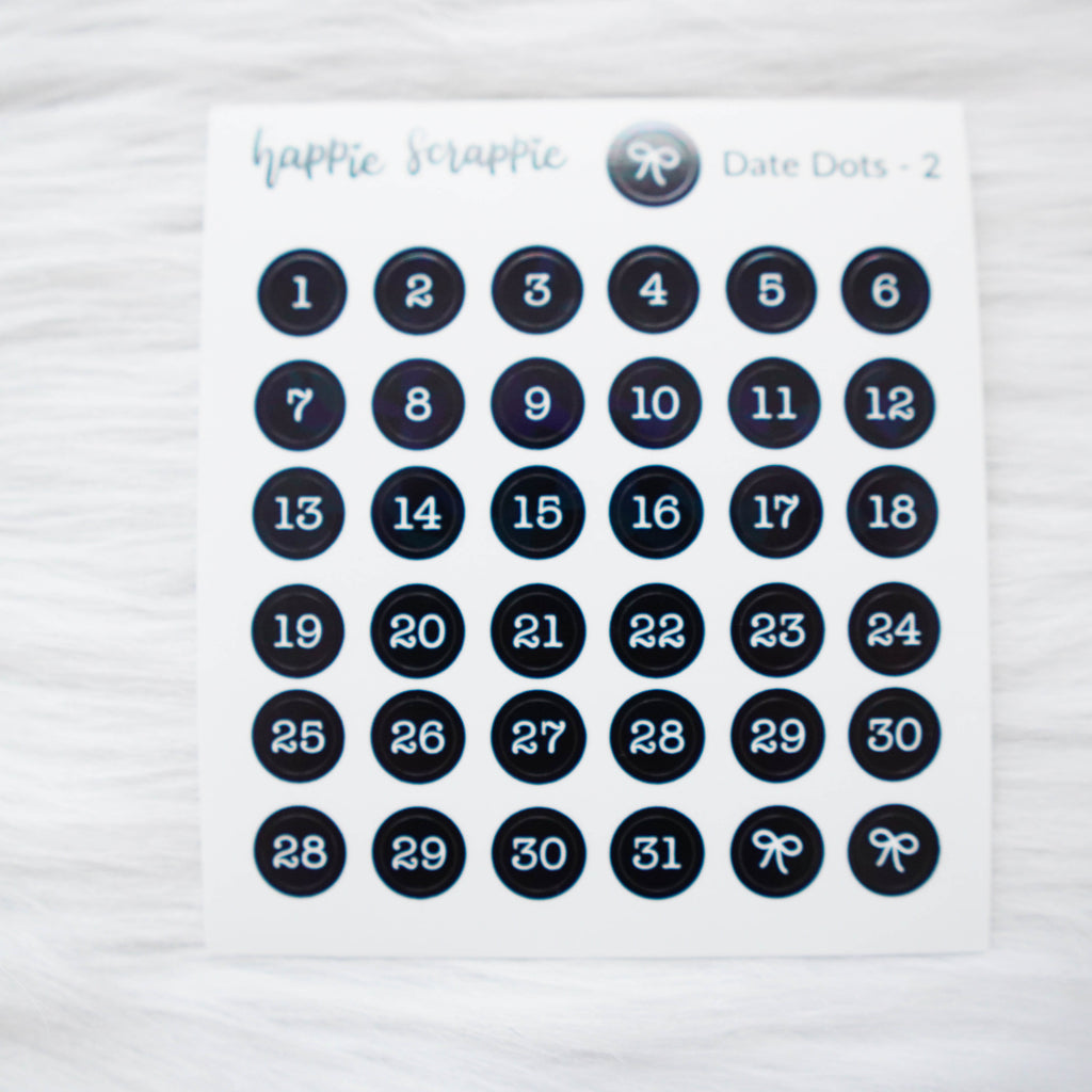 Mini Stickers : Date Numbers / Date Dots 2 (Round Solid)