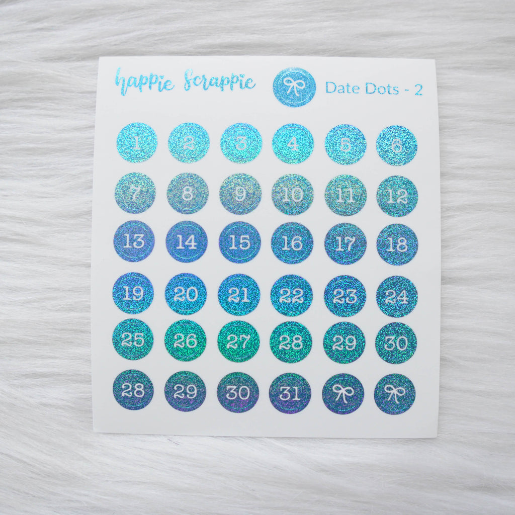 Mini Stickers : Date Numbers / Date Dots 2 (Round Solid)