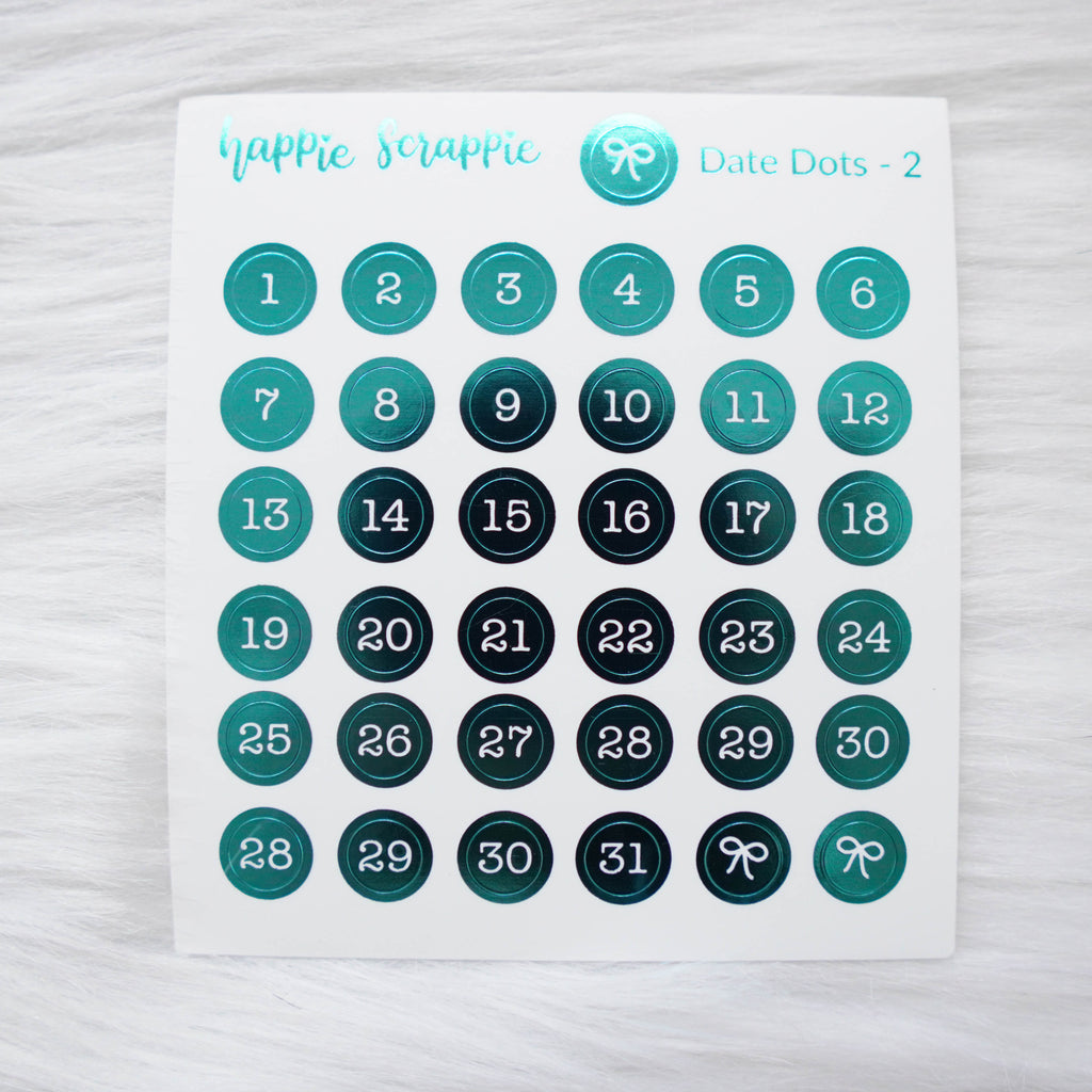 Mini Stickers : Date Numbers / Date Dots 2 (Round Solid)