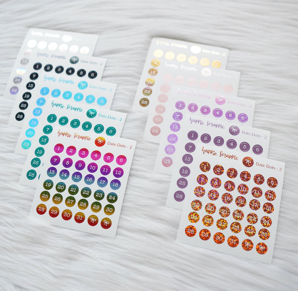Mini Stickers : Date Numbers / Date Dots 2 (Round Solid)