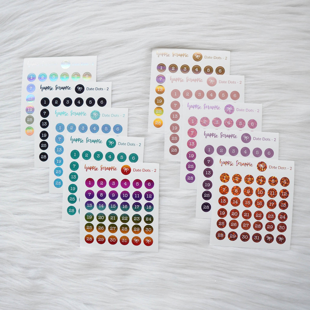 Mini Stickers : Date Numbers / Date Dots 2 (Round Solid)