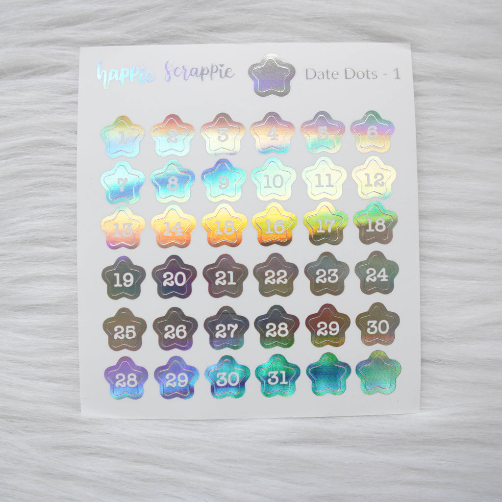 Mini Stickers : Date Numbers / Date Dots 1 (Stars)