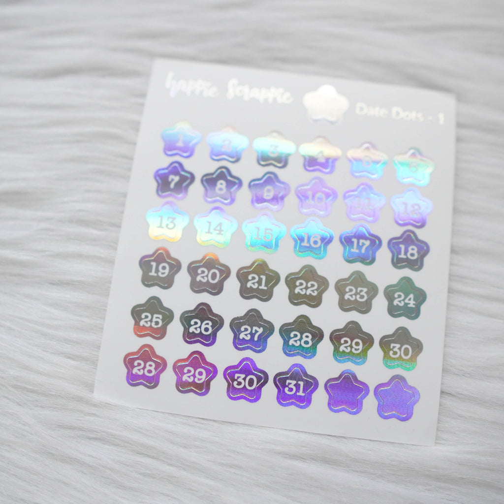 Mini Stickers : Date Numbers / Date Dots 1 (Stars)