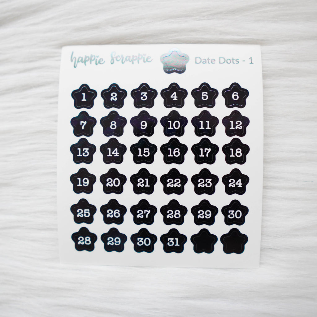 Mini Stickers : Date Numbers / Date Dots 1 (Stars)