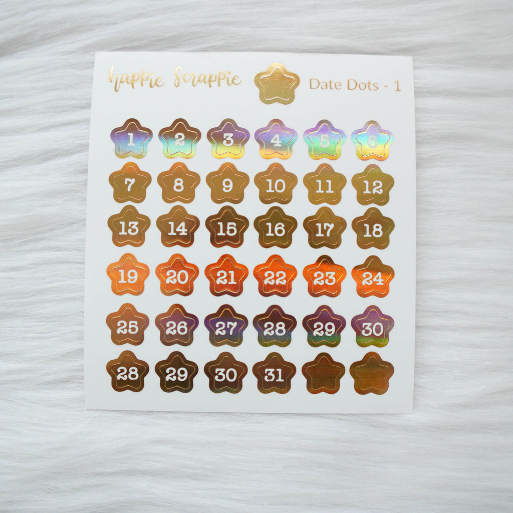 Mini Stickers : Date Numbers / Date Dots 1 (Stars)