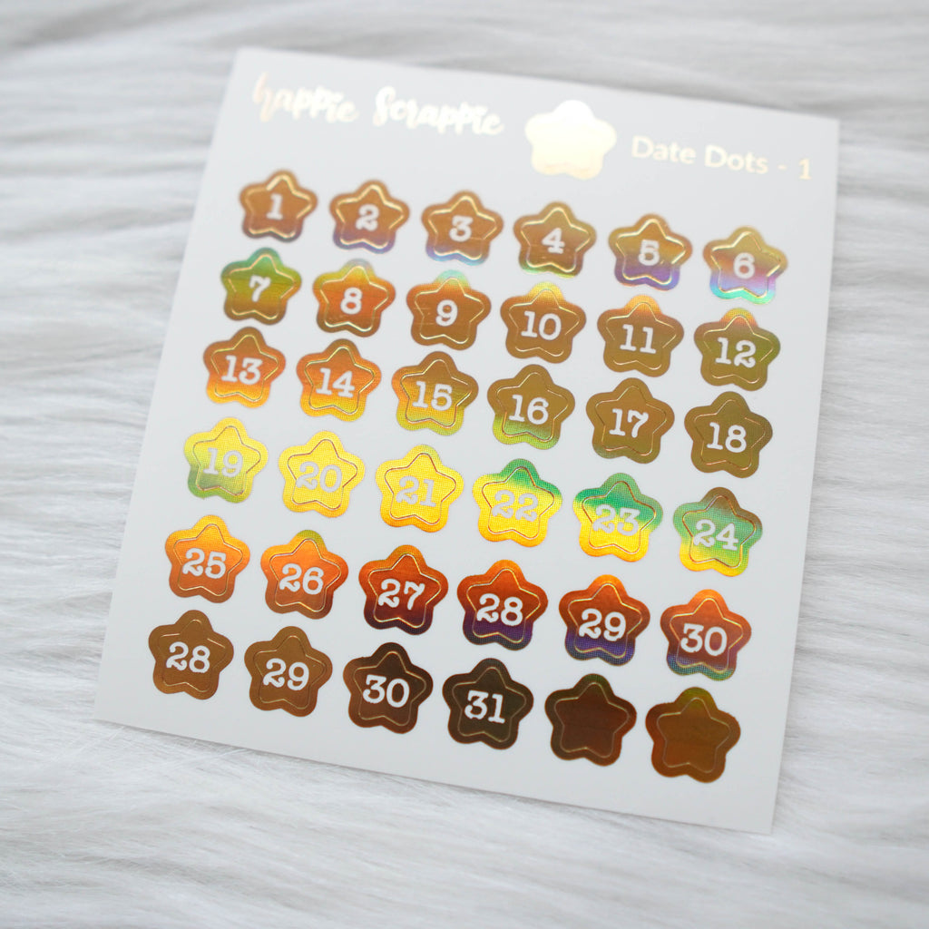 Mini Stickers : Date Numbers / Date Dots 1 (Stars)