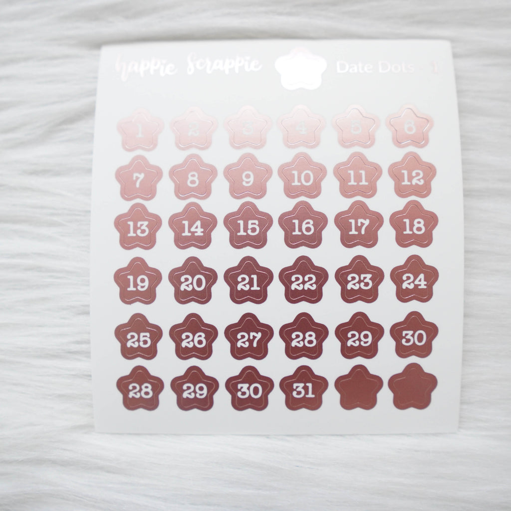 Mini Stickers : Date Numbers / Date Dots 1 (Stars)