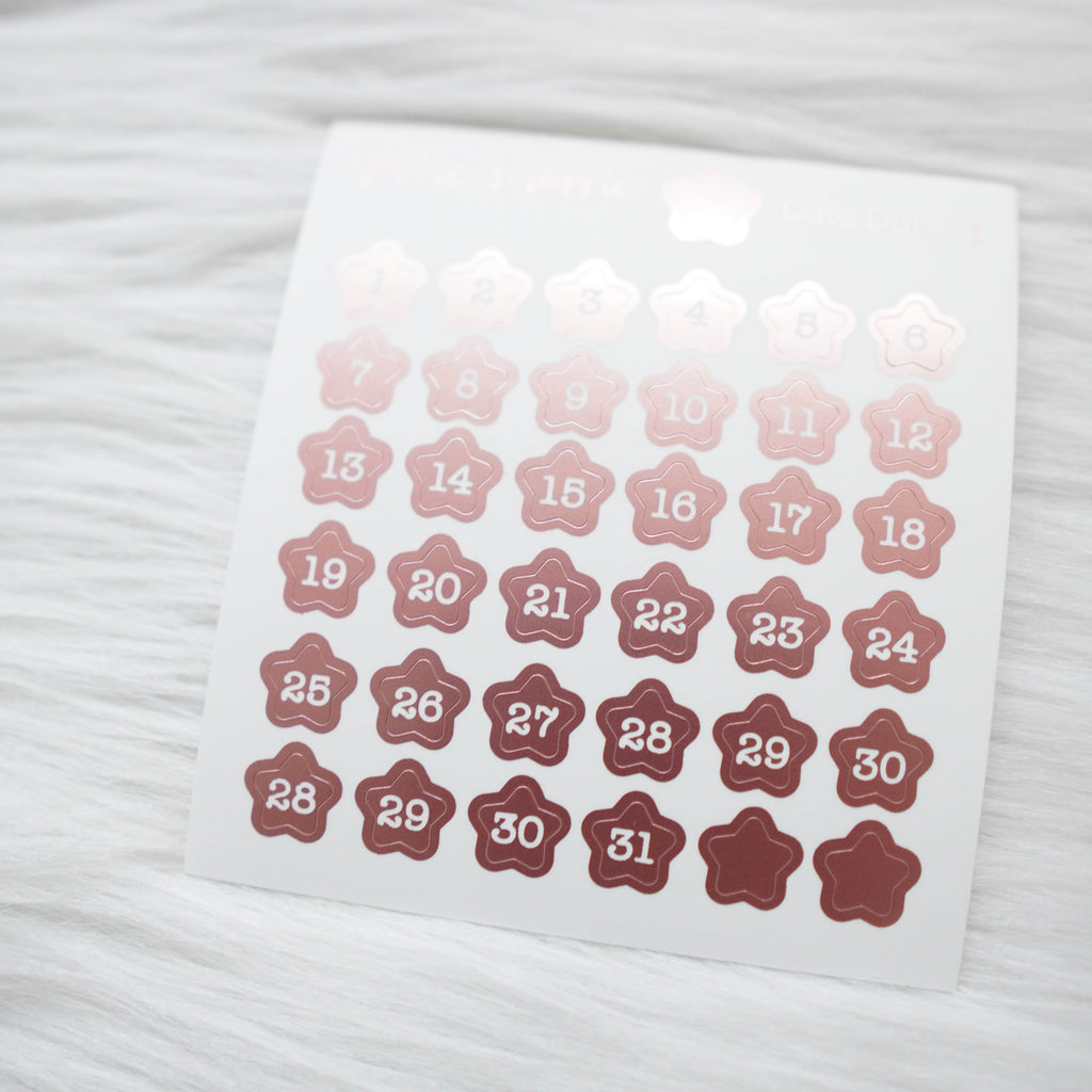 Mini Stickers : Date Numbers / Date Dots 1 (Stars)