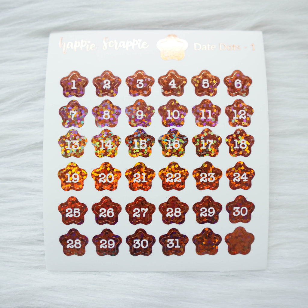 Mini Stickers : Date Numbers / Date Dots 1 (Stars)