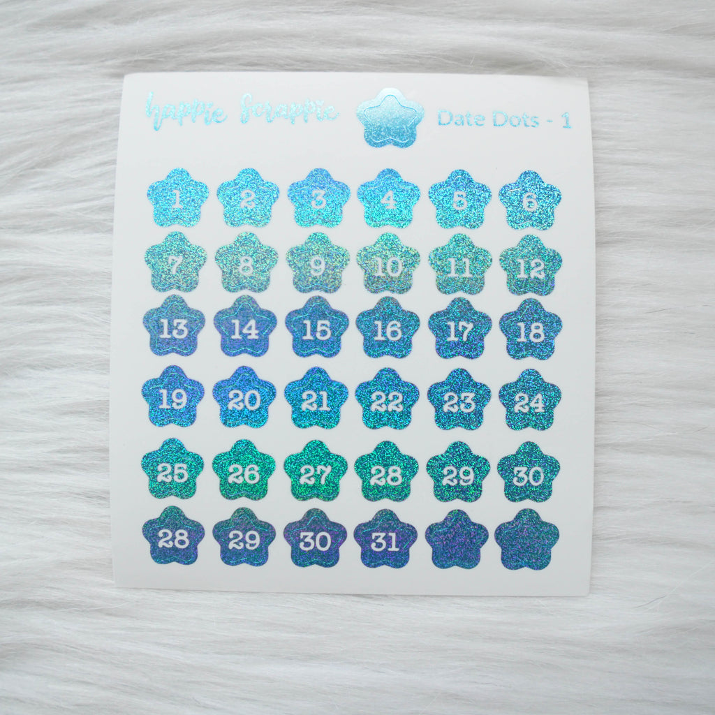 Mini Stickers : Date Numbers / Date Dots 1 (Stars)